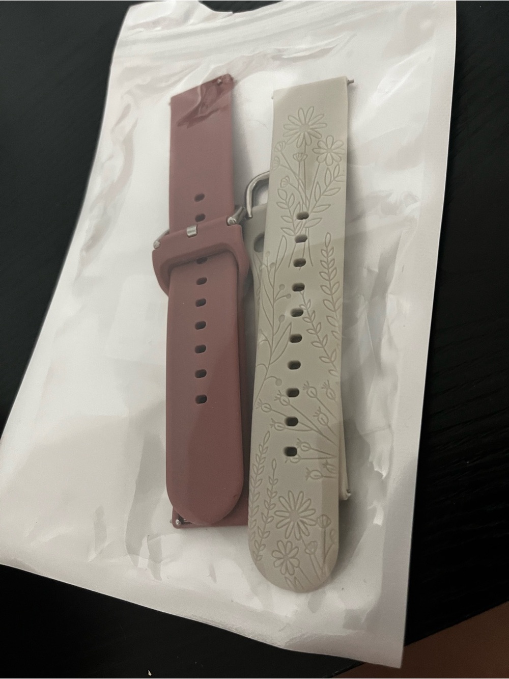 Silicone Replacement Watch Bands - Dusty Rose & Light Beige Floral